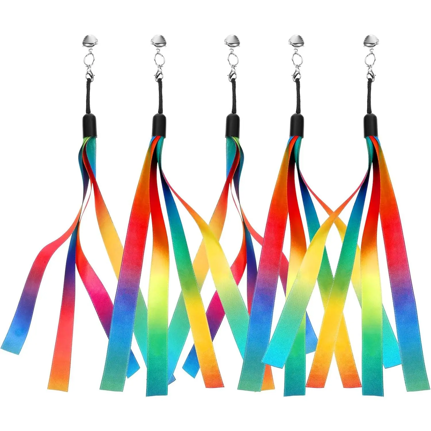 5 count  Ribbon ,   Wand  Interactive Kitten Rainbow Toys Wand, Portable Cats Teaser Wands, Kitten Ribbon Refill Attachment Toys with  for  Cats Kittens Small Pets