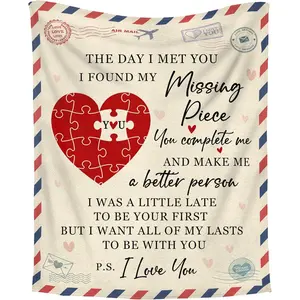Valentines Day Gifts for Her Him Husband Wife - Missing Piece Soft Fleece Throw Blankets 50x60 in - Wedding Anniversary Birthday Gifts for Men Women Boyfriend Girlfriend Couple