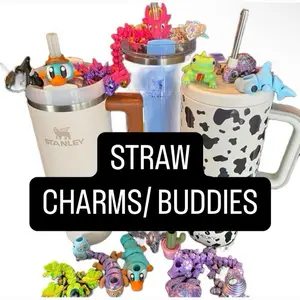 Straw CHARMS/ BUDDIES for Stanley Tumbler Meoky Tumbler or 10mm Straws - Colorful Designs, Fun and Stylish Drinkware