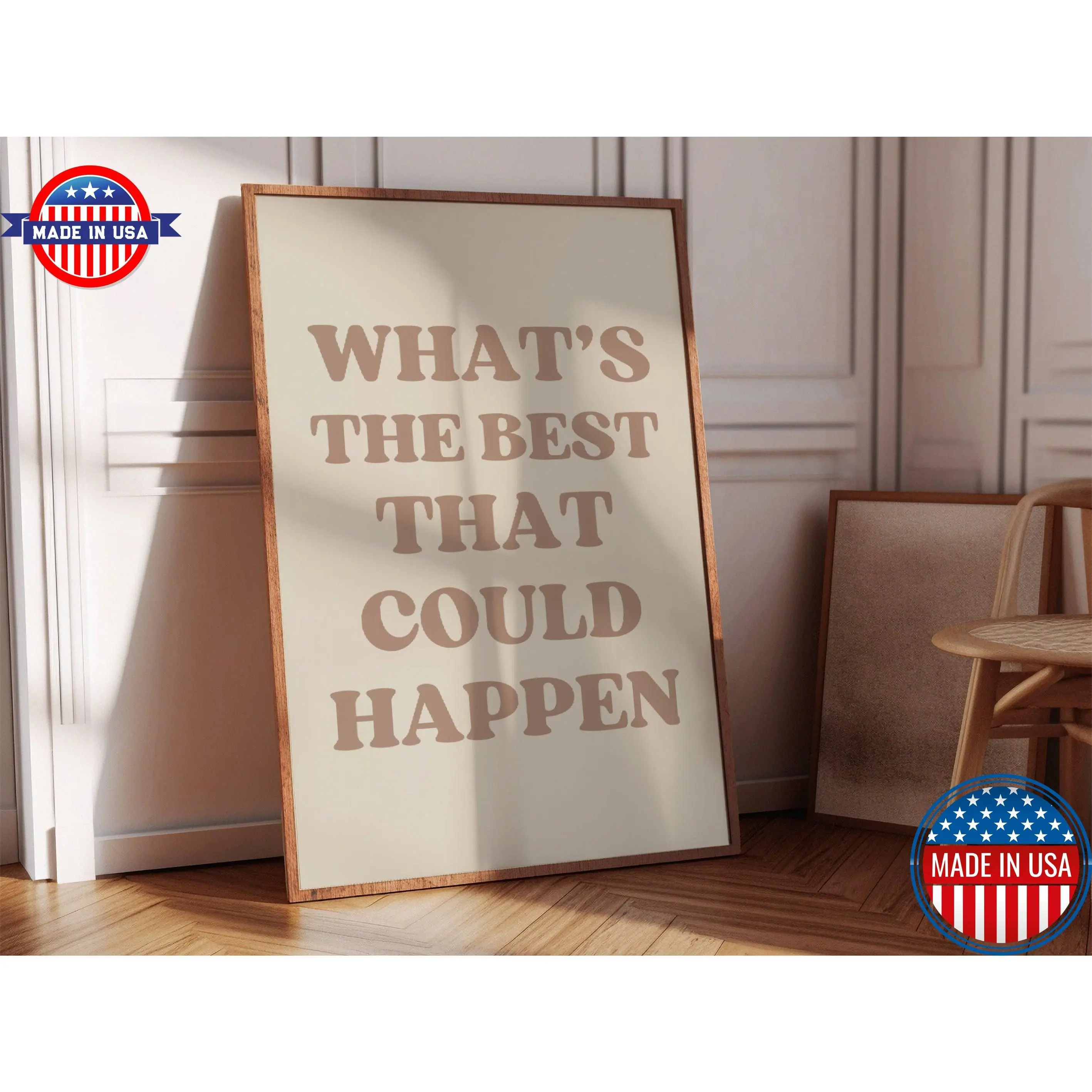 What's The Best That Could Happen, Neutral Uplifting Quote Print, Aesthetic Wall Art, Affirmation Poster, Modern Typography Digital Download