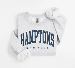 Hamptons City Sweatshirt, New York Pullover, Vintage Varsity Aesthetic, Trendy Travel Destination Gift, Unisex Crewneck Sweatshirt