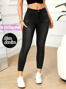 Women's Printed Leggings Non-Denim Fabric, Fashion Casual Tight-Fitting Pants, Outdoor Sports Yoga Pants, Gym Workout Leggings, Stylish Comfortable Bottoms