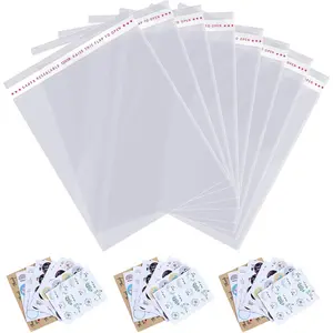 200 count 13" x 19" Large Clear Resealable Cellophane Bags for Packaging Products Self-sealing  Bags Self-adhesive Plastic Bags for Gifts Clothes Small Business Goodie, Thank you Stickers