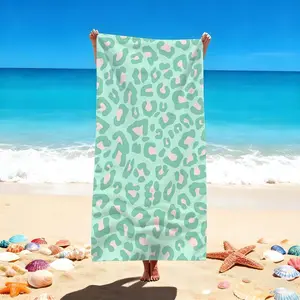 1 PC "Mint Green Leopard Print Beach Towels - Vibrant Swim and Sunbathing Essentials for Tropical Getaways" Quick-drying, water-absorbent, lightweight, anti-sand-sticking, can be used as a travel towel, suitable for swimming pools, spas, leisure, fitness,