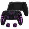 PlayVital Design for ps5 Controller Silicone Case with 2 Thumb Grips and 6 Sticker, Cyber Spider Design, Anti-Slip Shockproof Controller Cover Skin, Fits for Charging Dock - Black & Purple