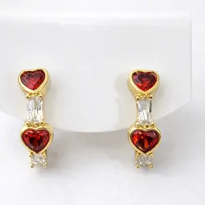 A79. Heart hoop pink, red, purple/ laminado 14k 12 mm