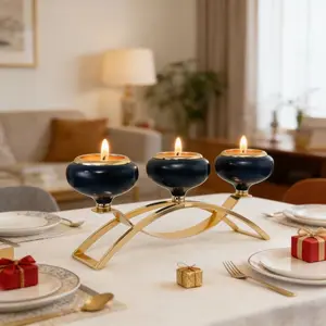 Tea Light Candle Holder, Decorative Table Centerpiece for Weddings and Living Room, No Candles Included