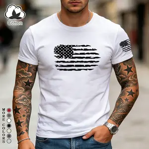 Cotton Men's T-Shirt Soft Fabric Cotton Tee Streetwear Black tshirt Military Style Tee Vintage Print American Flag Graphic Shirt Relaxed Fit Unisex Short Sleeve Fashion Rides Casual Menswear Athletic Outfits Classic Top SWAG Gift for Boyfriend