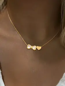 Heart-Shaped Initial Crystal Bow Women's Necklace, Cute Fashion Stainless Steel Chain, Elegant Ladies' Jewelry