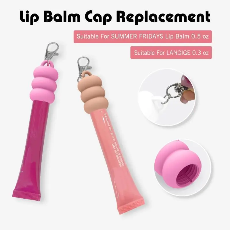 Practical Donut Silicone Keychain Cap Accessories Portable Durable Holder Keyring Compatible For Lipgloss Storage And Balm Cap