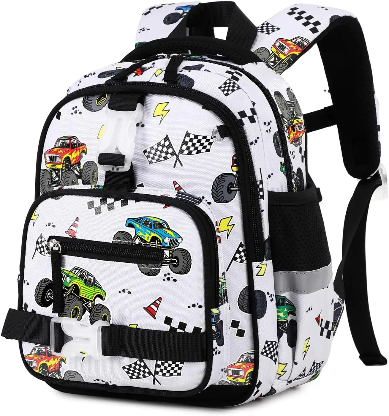 Toddler Backpack for Boys 2-4 - 12inch Luminous Mini Lightweight Boys Backpack for School Travel Daycare - Cute Small Kids Backpack for Toddler Kindergarten Boy Girls (12", Vehicle)