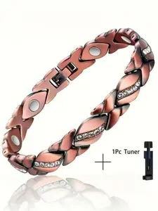 Women's Pure Copper Bracelet, Super Strong Magnetic Bracelet with 3500 Gauss Magnet, Crystal Valentine's Day Jewelry Gift, Sizing Tool,Holiday Gift