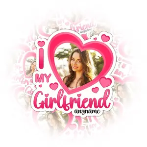 Personalized I Love My Girlfriend Sticker: Custom Photo, Waterproof Vinyl
