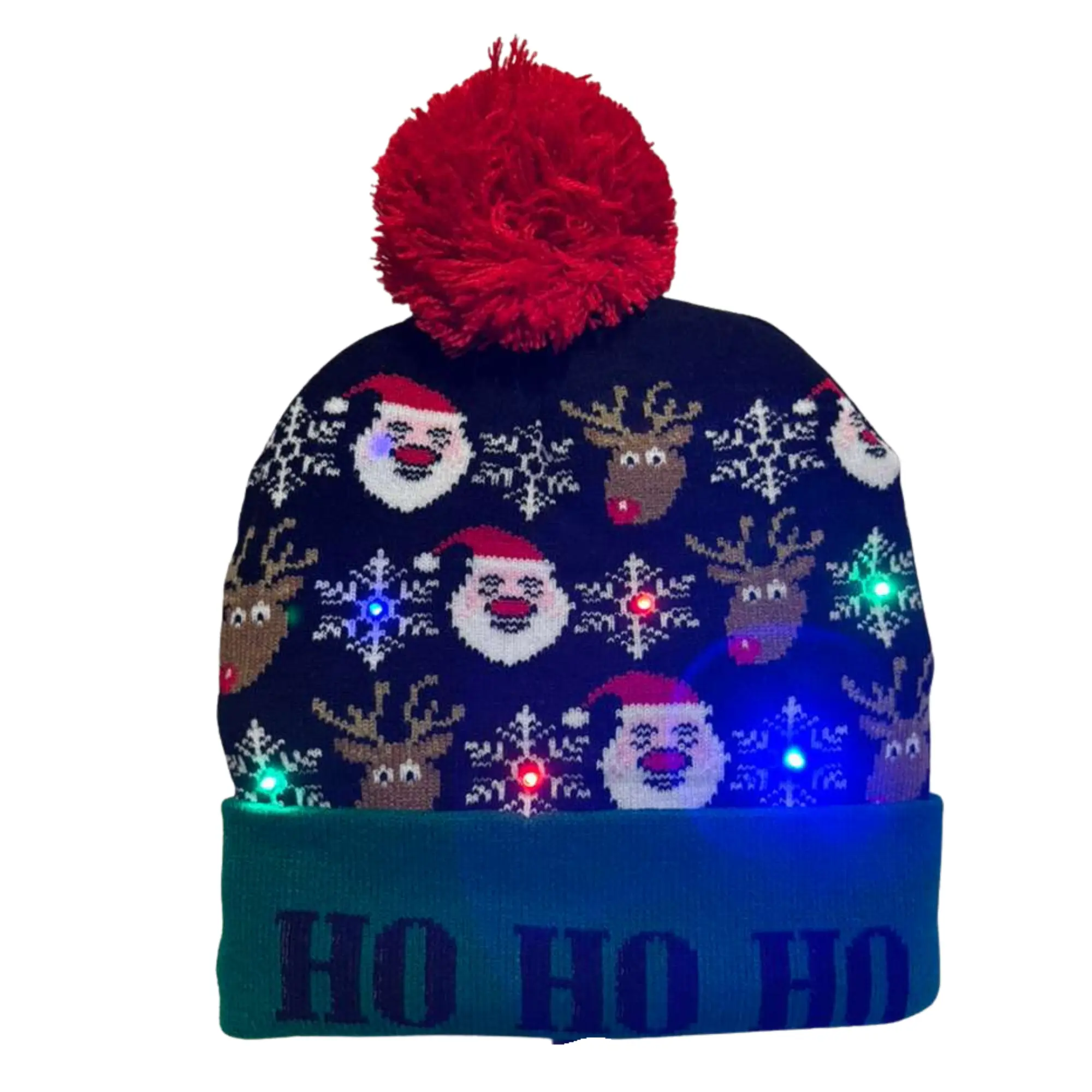 Unisex LED Christmas Sweater Hat Knit Beanie Party Light-up Novelty Kids main image 2