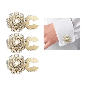 Set of 3 Rhinestone Crystal Button Covers – Detachable Clip-on Decorative Buttons for DIY Shirts & Clothing