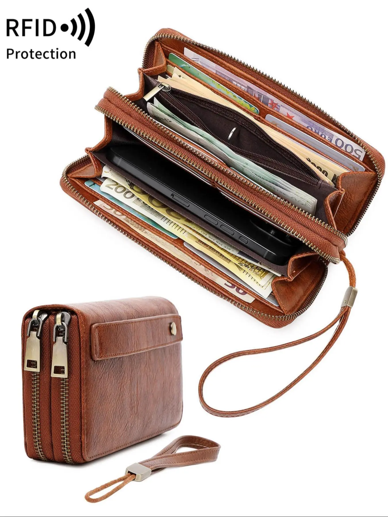 Women's 24-grid Large Capacity PU Leather, Multi-functional RFID Zipper Trifold Wallet with Coin Purse, Simple Design Durable Fashion Multi Card Wallet for Women, Rfid Wallets