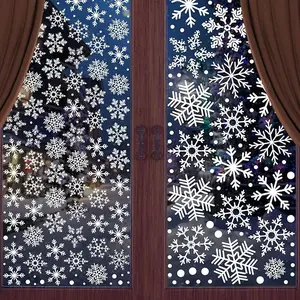 Snowflake Window Clings for Glass Windows - Assorted Size Snowflakes Window Decals - Reusable & Removable Static Material - 300+ Pcs