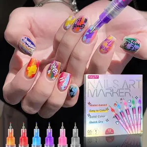 1 Box 3D Nail Art Pen Set, 12 Colors Nail Polish Pens, Nail Dotting Brush, Drawing Liner Brush, DIY Nail Art Marking Pen