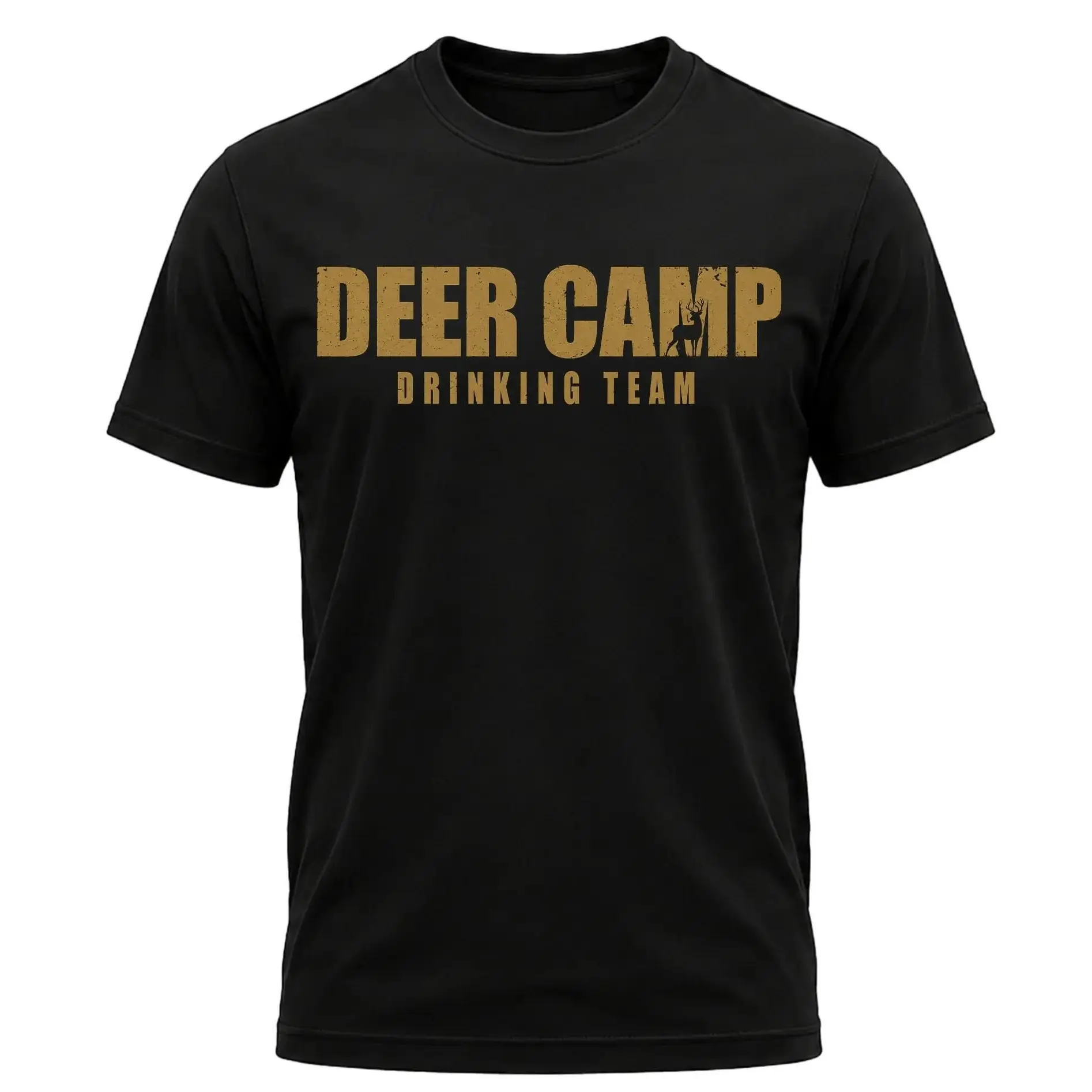 "Deer Camp Drinking Team" Men's Shirt, Hunting T-shirt, Crew Bowhunting Shirt, Deer Skull Archery Tee, Archery Tactical Gear, Unisex Short Sleeve Casual 100%, Outdoor Gift For Men, Made In USA. Classic Cotton