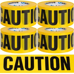 Oleitodh Yellow Caution Tape 4 Pack, 3inch x 1000 ft, Halloween Decoration Party Tape Bulk, Waterproof Construction Warning Safety Tape for Danger/Hazardous Area, Barricade Harzard Tapes