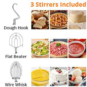 【Christmas Deal】GARVEE Commercial Food Mixer in 10QT and 15QT sizes, featuring a professional large stand mixer design with 3-speed adjustable settings, heavy-duty electric dough mixing, industrial-grade steel bowl and dough hooks for restaurant use