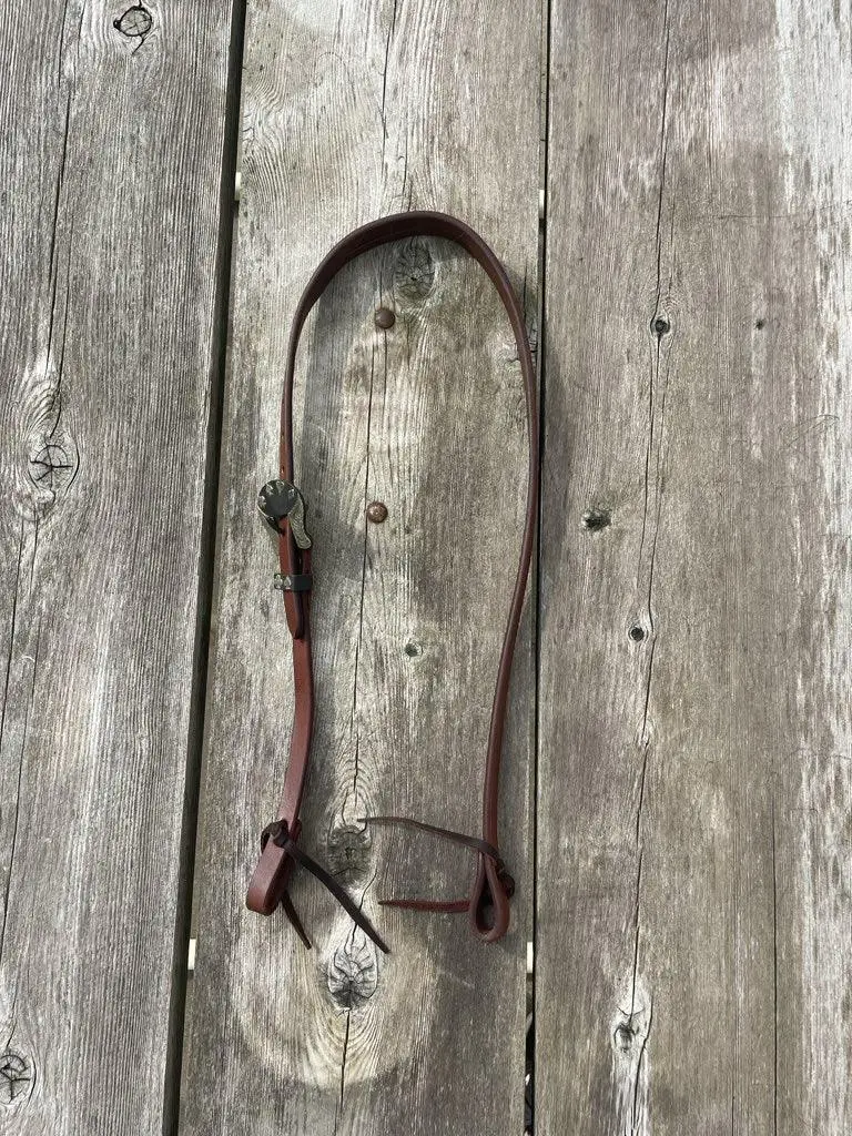 Oiled Harness Split Ear Headstall With Cowboy Gambler Buckle Oiled Harness Split Ear Headstall With Cowboy Gambler Buckle