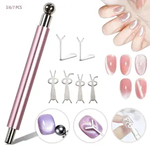 Cat Eye Nail Art Magnet Kit, Nail Art Accessories, Double-Ended Magnet Stick + Round Magnetic Beads + Y-Shape Guide, Strong Magnetism for Steady Operation, Essential for DIY Cat-Eye Nail Designs, Recommended by Professional Nail Artists