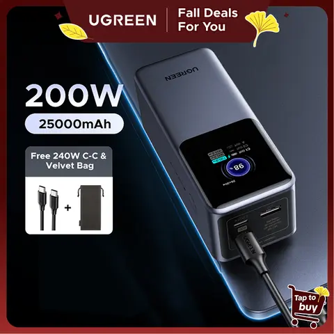 UGREEN Battery Power Bank Charger - Portable Mobile EDC Gear with LED Display, 130W/200W PD Fast Charging (20000/25000mAh), Tech Deals Stocking Stuffers Gift for iPhone 18 Pro/17/16, MacBook Air/Pro, Lenovo Laptop, Travel Stuff