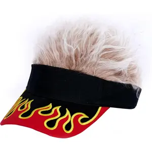 Men's Visor with Hair Fake Hairs Visor Hat with Hair for Men Funny Spiked Sun Hats Novelty Baseball Wig Caps Birthday Gift-