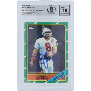 Steve Young Tampa Bay Buccaneers Autographed 1986 Topps #374 Beckett Fanatics Witnessed Authenticated 10 Rookie Card - Fanatics Authentic Certified