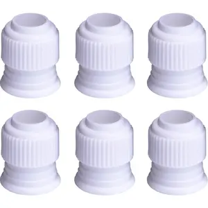 6 count Plastic Standard Couplers for Piping Bags Cake Decorating Pipe Tip White Coupler for Icing Nozzles, 1.2 x 1 Inch