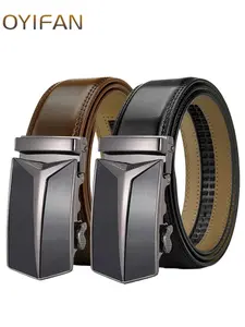 Men's Business Fashion Belt, Leather Belt, 2 Counts Casual Automatic Buckle Belt, Fashion Belt for Party, Daily Clothing Decor, Trendy All-match & Exquisite Belt for Gift