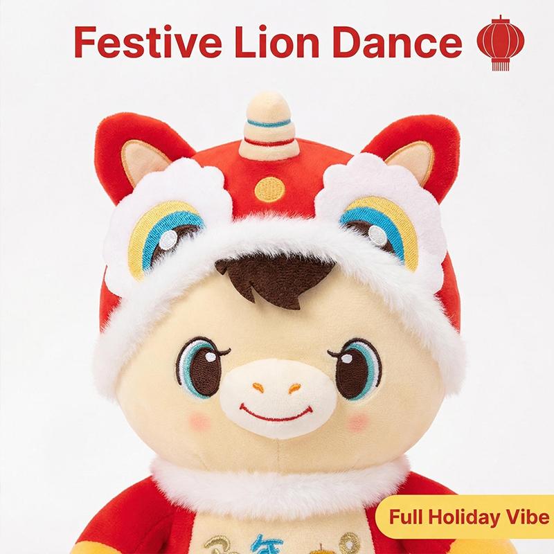 Lucky Horse Lion Dance Plush Toy, Perfect for Birthday/Housewarming/Wedding Gifts, Cute Stuffed Animal for Daily Home Decor, Desktop Ornament, Holiday Festival Decoration, Ideal Present for Family & Friends, Kids Room Decor