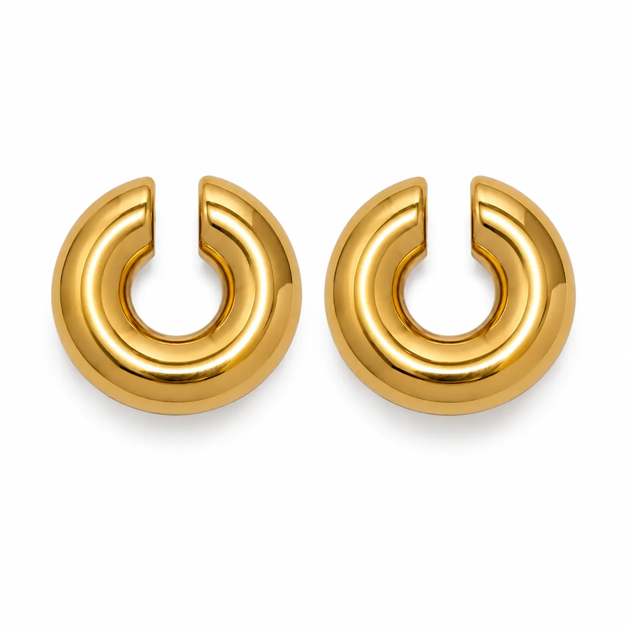 Donut Ear Cuff - Single (1 Piece) 18K PVD Gold Plated  Stainless Steel  Waterproof
