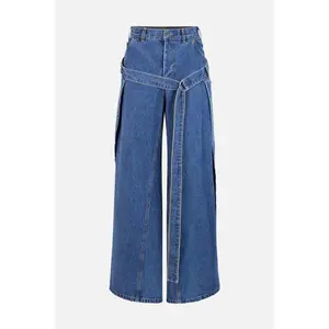 Deconstructed Denim Wrap Jeans