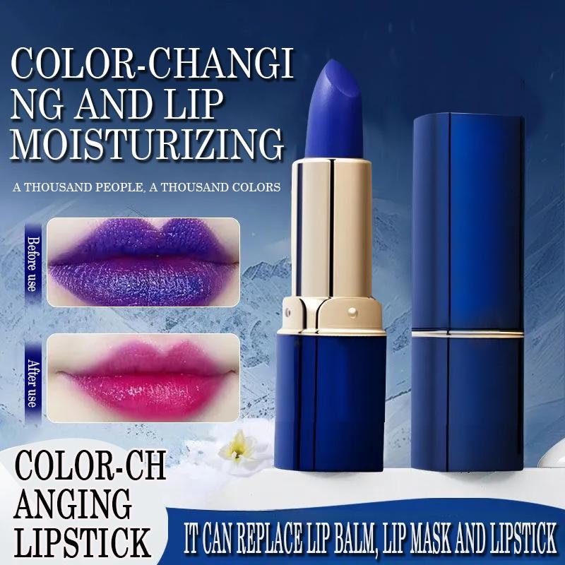 GINBI Blue Enchantress Temperature Changing Lipstick 3.8g - Magical Color Changing Lip Makeup Reacts to Body Temperature PH Value Provides Customized Flush Color Hydrates Smooths Lip Lines Day Night Use Plant Extract Formula