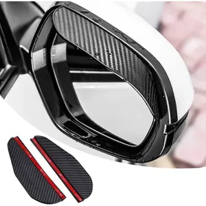 2x Car Carbon Fiber Black Rearview Side Mirror Rain Visor Guard Soft PVC Sun Shade 185x60mm Universal Fit Car Accessories