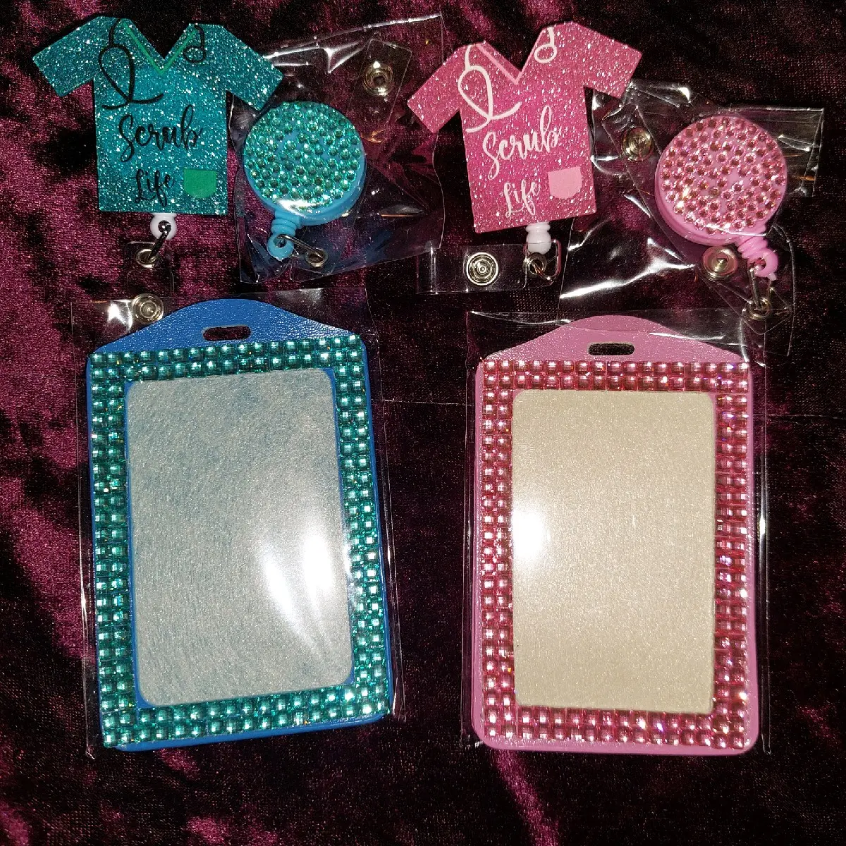 Rhinestone Name Badge Holder