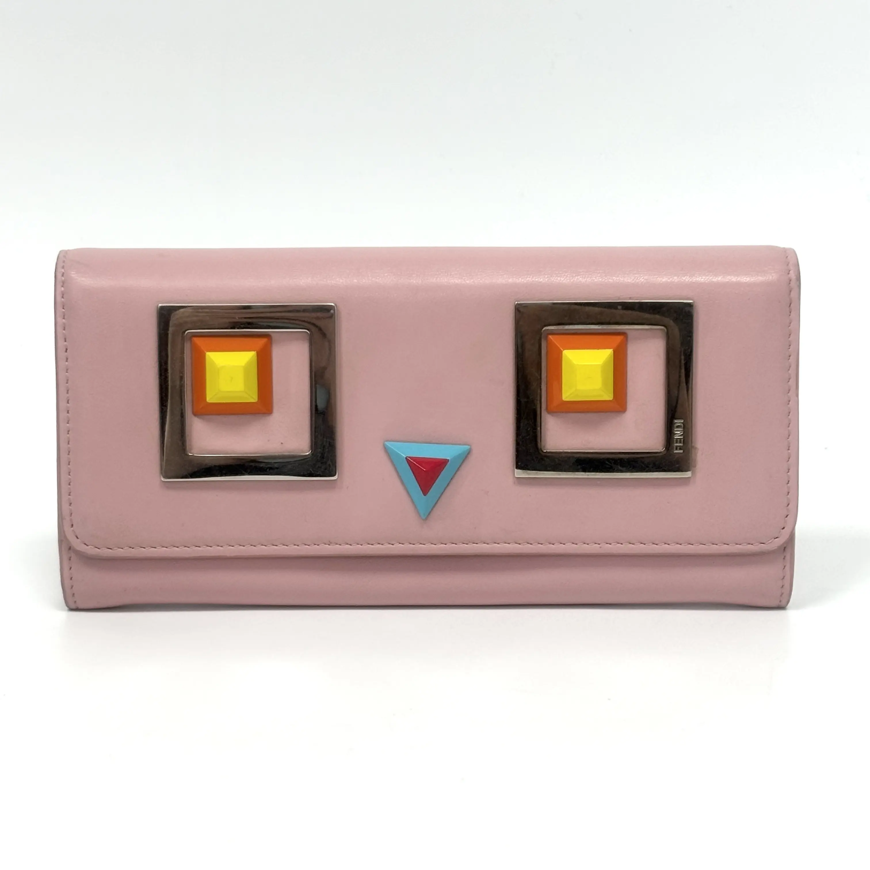 Pre-owned FENDI 2022 Love Birds Monster Pink Leather Wallet, W18cmN22791902