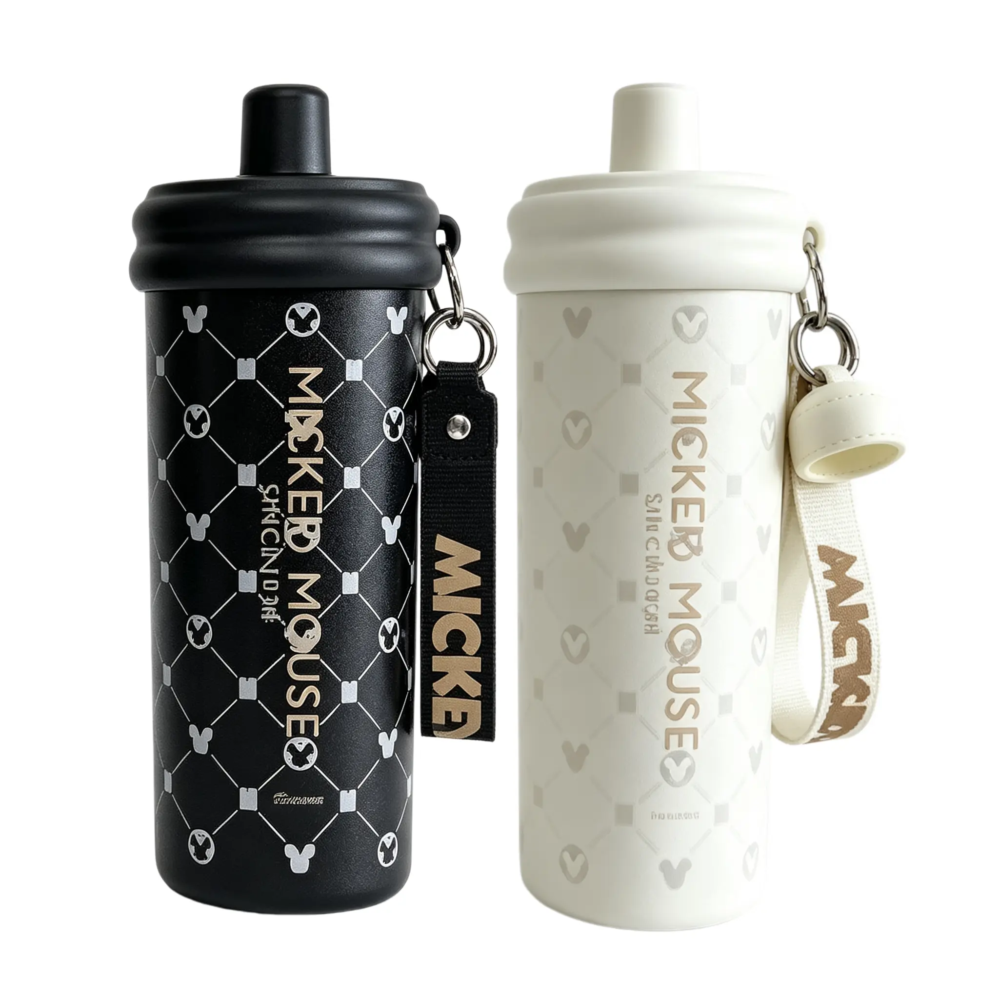 Disney Mickey Mouse Black‑White 20 fl oz Water Cup Stainless Steel Insulated Tumbler Leak‑Proof Portable Travel Drinking Mug