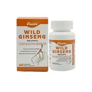 Oussiu Wild Ginseng capsule high potency 12 years grown Panax ginseng root Improves physical strength,concentration and memory;Stimulates immune function 60 capsules