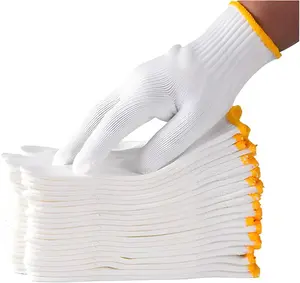 12 Pairs Unisex White Cotton Polyester Knitted Safety Gloves for Gardening Warehouse Cooking Work Scratch Protection Value Pack