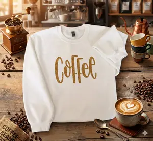 COFFEE GOLD GLITTER SWEATSHIRT (cozy sweatshirt)
