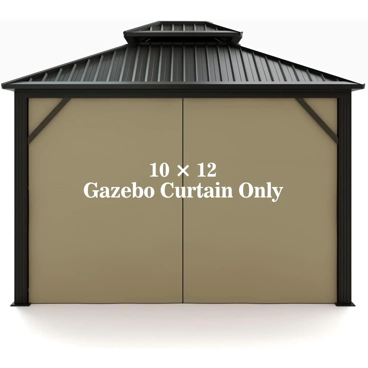 Gazebo Universal Replacement  Curtain -  10' x 12' Gazebo Side Wall Outdoor  Panel with Zipper (Khaki)