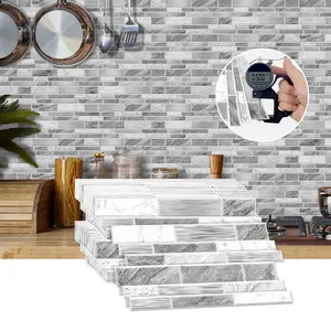 Marble Pattern Tile Sticker, 24pcs/set Self-adhesive Tile Sticker, Backsplash Wall Sticker, Wall Decal, DIY Decorative Sticker for Home Kitchen Bathroom