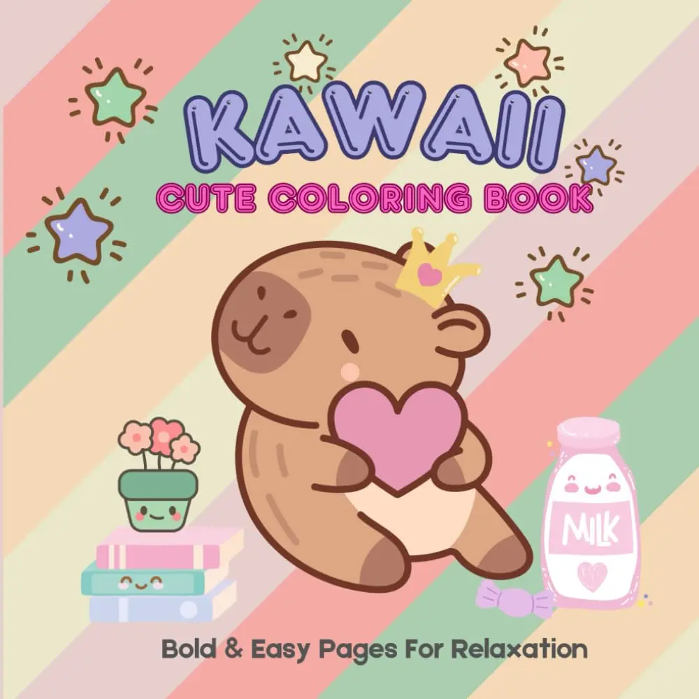 Kawaii Coloring Book: 50 Pages of Cute, Relaxing Coloring Pages for Stress Relief; Perfect For Kids, Teens, and Adults