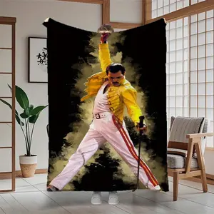 Freddie Mercury themed printed flannel blanket - comfortable and soft for bed, sofa, office and outdoors, ideal gift