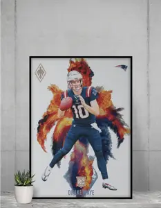 Phoenix 2024 Color Blast Drake Maye 12x17 Poster New England Patriots