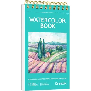 Small Watercolor Sketchbook, 3.5" x5.5”(140lb/300g), Spiral Bound with Tear Line, Artist Water Color Paper, Portable Travel Notebook for Watercolor or Quick Sketch Ideal for Kids & Adults