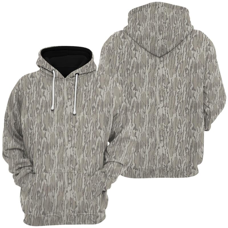 [Full Size S-5XL] Washed Out BOTTOMLAND Grinder Series Solid Men’s Tibbee Flex Camo Sweatshirt, Hoodie with Tree Print, Long Sleeve Outdoor Hunting Pullover Hooded, Soft & Durable Camouflage Sweatshirt, Hoodie, Gift for Men